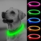 Leuchthalsband Hund, Hundehalsband Leuchtend,USB-aufladbar und wasserdicht hundehalsband, verstellbare Länge, Sicherheitshalsband für Hunde und Katzen, 3 Modi, Grün
