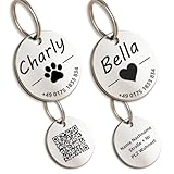 Hundemarke mit Gravur - Personalisiert - Edelstahl - ⌀30mm - Silber - Namensschild für Halsband - Dog Tag - Anhänger Marke für Hunde - mit Symbolauswahl - Tiermarke für Hunde, Katzen, Welpen, Pferde