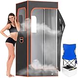 Adamson Sauna Indoor - Dampfsauna für zuhause - Saunazelt für Entspannung im Heim-Spa + 2,6L 1000W Dampfgerät + Stuhl + Fernbedienung + Fußmassager - Nylon Orange