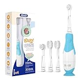 Seago Elektrische Zahnbürste Kinder Baby Zahnbürste ab 0 1 2 3 Jahr, mit LED Licht, Runder Weich Ersatzbürsten, Elektrische Zahnbürste Baby,2 Minuten Smart Timer, Wasserdicht IPX7,SG513(Blau)