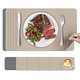 KitchenBoss Platzsets Abwaschbar Platzdeckchen und Untersetzer：6 Set Tischsets Abwaschbar rutschfest Hitzebeständig Doppelseitigen Tischset （43x30cm）