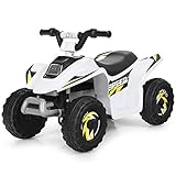 COSTWAY 6V Elektro Kinderquad 2,8-4,6 km/h, Mini Elektroquad, Kinderauto, Kindermotorrad, Kinder Quad, Elektroauto für Kinder ab 3 Jahren (Weiß)