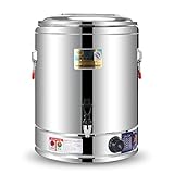 Isolierter Getränkespender für Gastronomie, Edelstahl Isolierfass mit Wasserhahn, Heißwasserspender für Tee-Urne