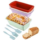 OXRXRO 4 Stück Silikon Backform, Antihaftende Kastenform kuchen Silikon für Kuchen und Brote, mit 3 Stück Silikon Spatel Set, Kastenform Kuchen für Backofen und Luftfritteuse(19,5x9,5x5,5cm)
