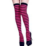 Strümpfe, Mützen, lang, gestreift, Kleid, Kostüm, Partykleid, Druck, Kniestützen, Socken, Oberschenkel, Nylons für Damen, hot pink, Einheitsgröße