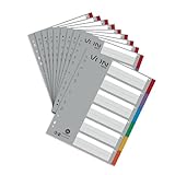 VON Leitz 10er Pack 6-teiliges Register A4, Blanko Trennblätter für Ordner, Extra breit, 100 % Recycling-Karton, 11-Loch-Universalregister für Hefter & Ringbücher, Mehrfarbig, 12950000
