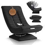 Juskys Relaxsessel Korsika - Ergonomisch & 360° drehbar, klappbar mit 5-lagiger Polsterung - Gemütlicher Cord Sessel für Wohnzimmer - Grau