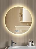 Dibaful 600mm Badspiegel mit Beleuchtung Dimmbar | Badezimmerspiegel mit Touch-Schalter Antibeschlag Timerfunktion | IP44 Wasserdicht Spiegel Bad mit Licht für Badezimmer Hotel Rund