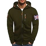 Kapuzenpullover mit Reißverschluss für Herren, UK-Flagge, Sportbekleidung, dehnbar, Patchwork, Sweatshirts, lässig, modisch, Arbeitskleidung, schmale Passform, langärmelig, Hoody Tops, leicht
