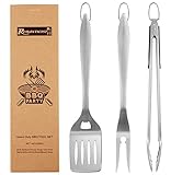 ROMANTICIST 3PC Überlegener Fester Grillset - Grillzubehör aus Edelstahl im Geschenkkarton - Grillbesteck Koffer für Camping Barbecue & Grillen im Freien - Geschenk für Männer