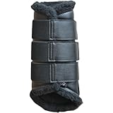RL24 - Gamaschen Comfort – Pferdegamaschen mit weichem Teddyfutter & Klettverschlüssen – anatomisch geformt & stoßabsorbierend – Gamaschen für Pferde in schwarz/schwarz – Größe L