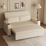 JUMMICO Schlafsofa 2-Sitzer klein, Sofa mit Schlaffunktion,Schlafsofa ausziehbar mit Kissen, Schlafcouch Cord-Bezug mit Getränkehalter Klappsofa Sofa Bed Für Wohnzimmer & Schlafzimmer