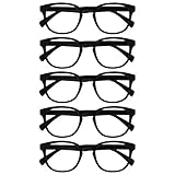 OPULIZE Pop Lesebrille 5er Pack Keck Rund Matt Rahmen Federscharniere Kratzfest Schwarz Herren Damen RRRRR2-1 +1.50