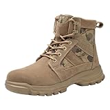 JiaMeng-ZI Anti-Smash und Anti-Pannen-Arbeitsschutzschuhe Herren, S3 Winterstiefel rutschfeste Stahlkappen-Sicherheitsschuhe, Verschleißfeste Wasserdicht Hoch-Arbeitsstiefel (H31-Khaki, 37)