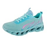 Schwarze Turnschuhe für Herren, modisch, Sommer und Herbst, lässig, flach, leicht, Mesh, atmungsaktiv, einfarbig, Barfuß-Laufschuhe, hellblau, 6 UK 3X-Narrow