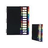 Onperpoe Fächermappe A4 Tragbar Mappen Ordnersystem mit 12 Fächern 24 Taschen Dokumentenmappe aus Kunststoff Bunte Wasserdicht Ordnungsmappe Pultordner mit Gummizug für Schule Bürobedarf (Schwarz)