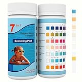 100 Stück Pool Teststreifen,7 IN 1 Pool Tester,Spa Whirlpool Teststreifen, Wassertester für Pool Gesamthärte, Freies Chlor, Brom, Gesamtchlor, Alkalinität und PH-Wert, Pool Ph Tester,Pool Zubehör