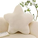 Herfair Kuschelkissen Kinder Sternkissen, Weiche Flauschige Sternform Zierkissen Sofakissen, Plüsch Kissen Dekokissen für Kinderzimmer Schlafzimmer Deko (Weiß,30 cm)