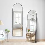 NIMURY Bogen Ganzkörperspiegel, 150 x 40 cm Standspiegel mit Schwarzem Aluminiumrahmen, Groß Wandspiegel Bodenspiegel für Schlafzimmer, Eingangsbereich, Flur, Heimdekoration