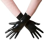 Kangxinsheng Schwarze Latex Handschuhe für Damen und Herren,Naturkautschuk Handschuhe Cosplay Kostüm Party Clubwear-XL