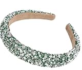 Strass-Stirnband Glitzerndes Kristall-Haarband, Glitzerndes Stirnband, Stirnband Mode Frauenhut-Schmuck, Silbernes Stirnband Geflochtenes Mädchen(Grün）