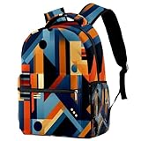 Reiserucksack, verstellbar, langlebig, für Damen, Herren, Mädchen, Jungen, Schule, Uni, Reisen, Arbeit, bunt, geometrisch, Mehrfarbig 6, 29.4x20x40cm/11.5x8x16 in