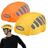 SULIUDAJI 2 Pcs Regenschutz Fahrradhelm Reflektierende Fahrradhelm Regenschutz Einstellbar Helm Regenschutz Fahrrad Wasserdicht Helm Überzug Gelb Orange