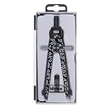 Idena 20166 - Zirkel Style Geometric mit Mitteltriebrad, Schnellverstellzirkel im Etui, inkl. zwei Ersatzminen in Dose