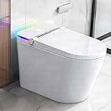 Intelligentes Tankless WC mit integriertem Bidet, beheizter Sitz, Warm- und Trockenwasser, Bidet-WC mit Standsensor und Nachtlicht, automatisches Waschen, Deckel öffnen und schließen automatisch