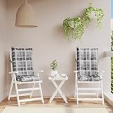 Mokuyary Hochlehner-Auflagen 2 STK. Grau Karomuster Oxford-Gewebe Sitzauflagen Gartenmöbel Gartenstuhlauflagen Polster Auflage für Gartenstühle Sitzpolster Outdoor Stuhlauflagen