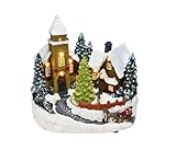 Spetebo LED Weihnachtsdorf Szene mit Bewegung - 19 cm - Deko Winterstadt warm weiß beleuchtet - Weihnachtsdeko Tischdeko Winterdorf Weihnachtsstadt Batterie betrieben