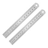 SAFIGLE 2 Stück Doppelseitiges Edelstahl messlineal mit Metrischer und Imperialer Skala Präzises Vielseitiges Schneidelineal für Schule Büro und Zuhause Robustes Stahlmaßstab werkzeug