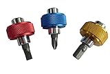 Werkzeyt Bithalter Daumenschrauber - inkl. 2 Bits & Adapter - 6-teilig - chromfarbig - 6,35 mm (1/4') Sechskant außen - 6,35 mm (1/4') Vierkant außen/Fingerratsche / B20703