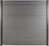 Floordirekt WPC Zaun 180 hoch x 180cm - Komplettset Sichtschutzzaun, Gartenzaun Windschutzzaun - Windschutz Sichtschutz Zaunsichtschutz für Terrasse & Garten - Inkl. Montagematerial (Alu-Pfosten)