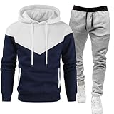 Generisch Jogginganzug Herren Zweiteiler Trainingsanzug Herren Baggy Streetwear Freizeitanzug Winter Anzug Thermo Sportanzug Männer Tracksuit Langarm Kapuzenpullover Und Jogginghose Grau
