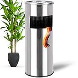 WONEA - 30L Standaschenbecher für draußen Edelstahl Silber Metall 61cm groß Outdoor Aschenbecher mit Mülleimer mit Inneneimer Abfalleimer für draußen