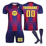 Generisch Barcelona 25/26 Sonderausgabe Fußballtrikots Personalisiert mit Eigenem Namen/Nummer für Herren/Kinder, Benutzerdefiniert Fussball Trikot Shorts Socken Trainingsset
