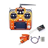 Kompatibler 10-Kanal-2,4-GHz-Funksteuerungssender mit R12DS-Empfänger und PRM-01-Spannungsrückführungsmodul Kompatibel mit RC-Quadcopter und Starrflügelflugzeuge(GOLD MODE 2)