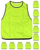 SPORTIKEL24 11 Trainings-Leibchen für Jugendliche – zum Markieren von Mannschaften – Sport Bibs ohne Logo – für Mädels & Jungs (Neongelb)