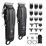CkeyiN Pro Haarschneidemaschine Profi, Elektrische Barttrimmer Herren mit LED-Anzeige, Wiederaufladbar T-blade Präzision Haarschneider mit Akku für Männer, Damen und Kinder (Schwarz)
