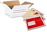 1000 Lieferscheintaschen rot C5 selbstklebend im Karton Premium | zu 250 Stück unterverpackt | Dokumententaschen aus PP transparent mit Aufdruck Lieferschein/Rechnung