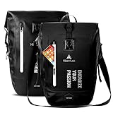 HIKENTURE Fahrradtasche für Gepäckträger, Gepäckträgertasche Fahrrad 27L, Fahrradtaschen Wasserdicht inkl. Schultergurt, Radtasche Hinterradtasche Umhängetasche für Fahrrad Zubehör -2er Black