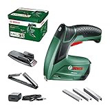 Bosch Akku Tacker PTK 3,6 LI Office Set mit Papierhefter und Broschürenhefter (Integrierter Akku, 3,6 Volt, Hefterset, 30 Schläge/min, in Metalldose)