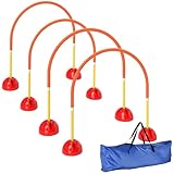 PawHut Agility-Ausrüstungsset für Hunde, Agility-Set für Hunde mit 4 Türen mit Verstellbarer Breite, Tragetasche, einfache Montage, tragbares Hunde-Agility, gelb und orange