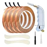 URPIZY Kupferfolienband für Buntglas und Bastelarbeiten, 4 Rollen à 36 Yards, mit Glas-Schneider-Pistole und Schabern, ideal für Hobby- und Profi-Anwender