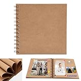 Kleines Fotoalbum zum Selbstgestalten,17x17cm Scrapbook 20 Blätter(40 Seiten) Fotoalben Ringbuch, Fotobücher Kraftpapier Spiralalbum für Baby Geburtstag Jahrestag Hochzeit, Braun