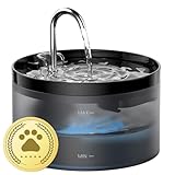 Katzenbrunnen, GIOTOHUN Super Silent Trinkbrunnen für Katze, 64oz Katzenbrunnen für Katzen, LED Licht, Aktivkohlefilter, Intelligente Pumpe, Durchsichtiger Wassertank, Zwei Wasserflussmuster, Schwarz