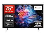 TCL 75V6C 75 Zoll Direct LED TV, 4K HDR Fernseher, Smart TV mithilfe von Google TV (Dolby Audio, Motion Clarity, Kompatibel mit Google Assistant & Alexa)