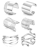 ORAZIO 6 Stück Arm Manschette Oberarm Band Manschette Armband Armreif für Frauen Silber Gold Verstellbares Armband Set Minimalistisch Hochzeit Arm ArmbandModeschmuck