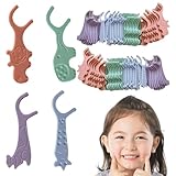 80 Stück Zahnseide Kinder Sticks 4 Bunt Tierformen,Bunte Farben Zahnseide Kinder für die Reinigung der Zähne mit Kindergerechtem Griff für Reisen und den täglichen Gebrauch